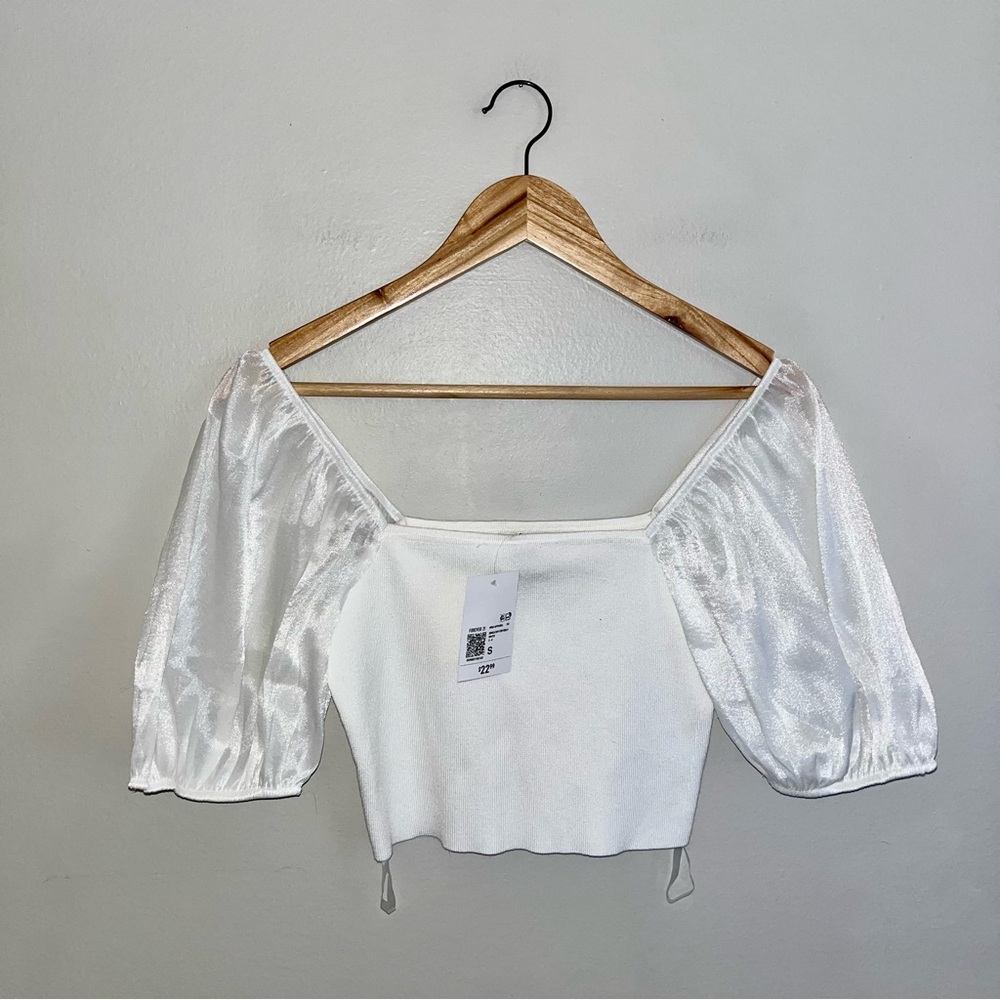 Forever 21 Puff Sleeve Crop Top Sz S